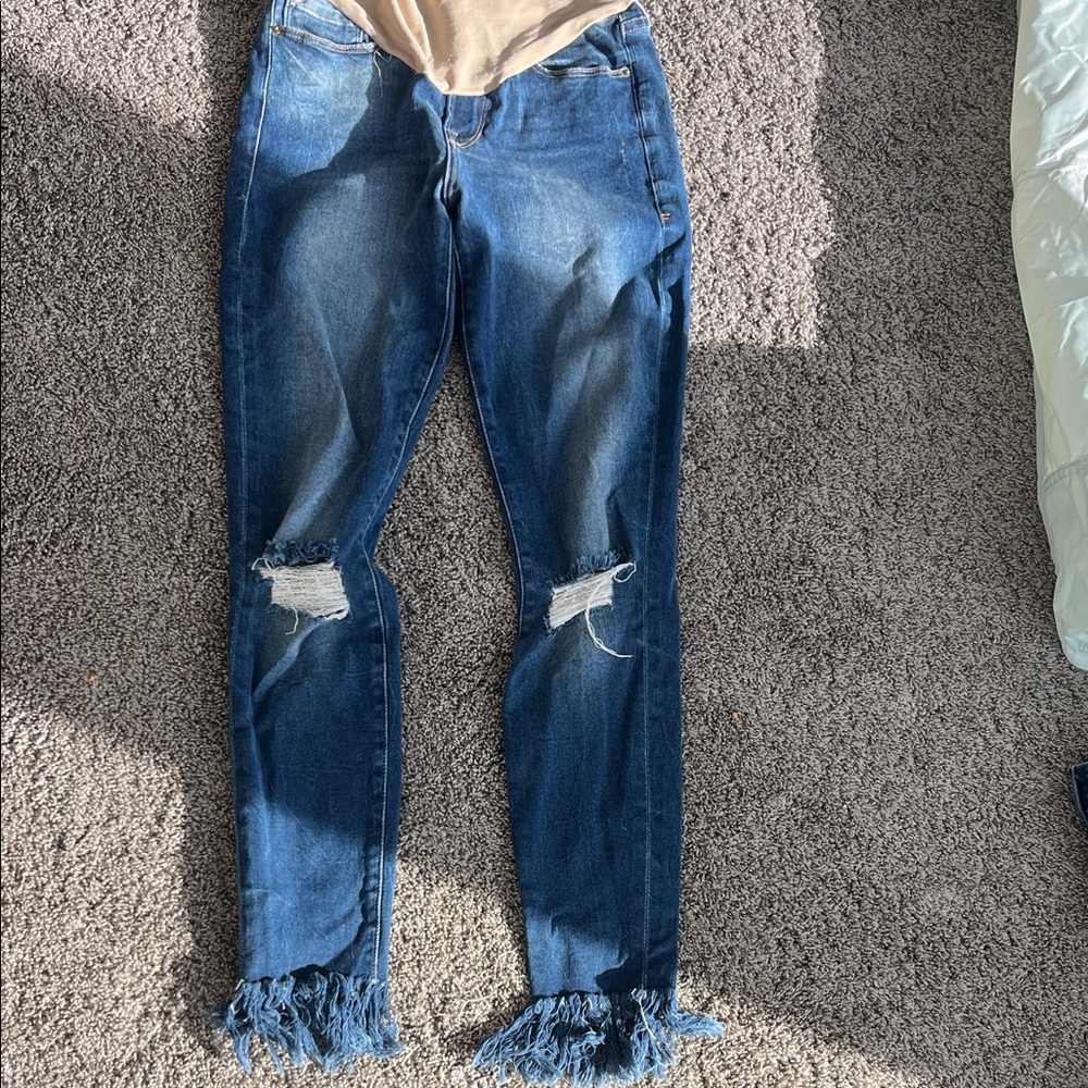 Stylish Blue Distressed Women's Jeans maternity